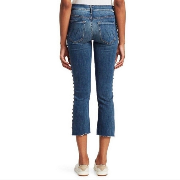 MOTHER The Insider Crop Step Fray Studded Size 26 Rough Stud Jeans - Picture 3 of 16